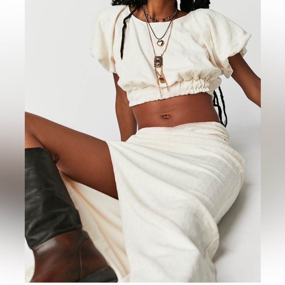 Free People Flutter Sleeve top and matching high rise maxi skirt